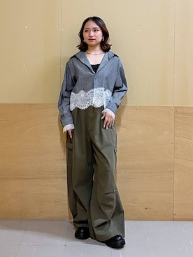 「RAGEBLUE（レイジブルー）のアイテム（カーゴパンツ）」を使った、mirukikukaguさん（レディース・154cm）の夏コーディネート