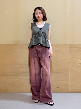 「RAGEBLUE（レイジブルー）のステンレス/2連チェーンネックレス（ネックレス、その他）」を使った、mirukikukaguさん（レディース・154cm）の夏コーディネート