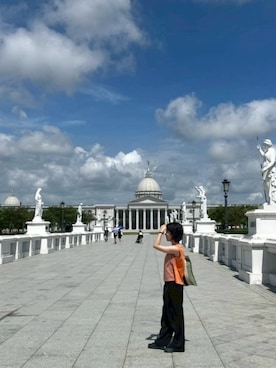 「アイテム（タンクトップ）」を使った、どすえさん（レディース・157cm）の夏コーディネート