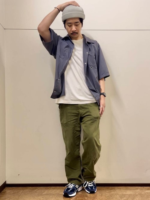 『撥水/イージーケア/接触冷感/UVカット』タスランナイロンスナップボタン半袖シャツ