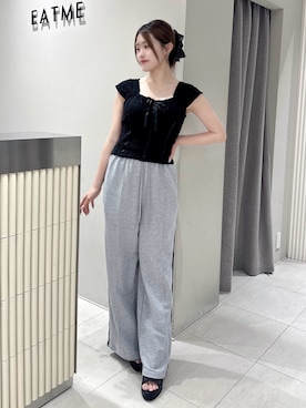 「アイテム（バレッタ/ヘアクリップ）」を使った、寧音さん（レディース・156cm）の夏コーディネート