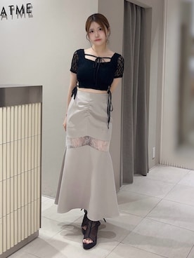 「レーススカート」｜寧音さん（レディース・156cm）の夏コーディネート