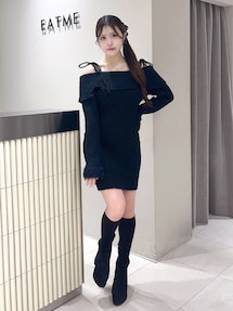 ヘムシャギーオフショルニットワンピース｜イートミー（EATME）公式