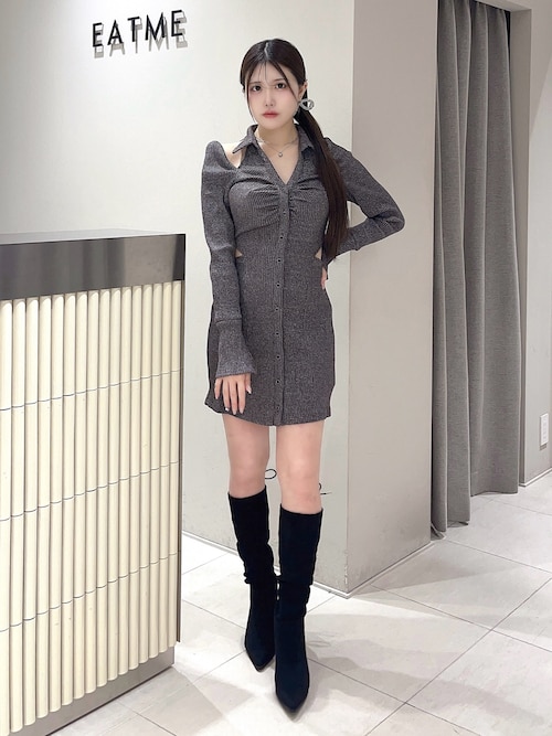 新作 EATME オープンカラーワンピースグレー EATME ワンピース オープンカラーワンピース : ZOZOTOWN Yahoo!店