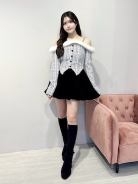 「ガーリーコーデ」｜寧音さん（レディース・156cm）の冬コーディネート