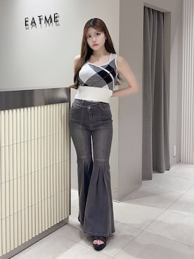 「EATME（イートミー）のアイテム（サンダル）」を使った、寧音さん（レディース・156cm）の夏コーディネート