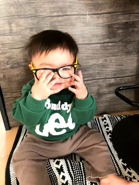 「Lee（リー）のアイテム（トップス、グリーン系）」を使った、なおちん..☺︎꒡̈⃝さん（キッズ・80cm）の秋コーディネート