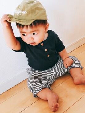 「Birthday（バースデイ）のアイテム（トップス、ブルー系）」を使った、なおちん..☺︎꒡̈⃝さん（キッズ・80cm）の秋コーディネート