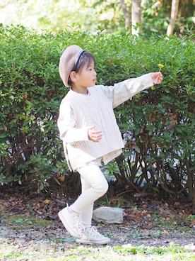 「CIAOPANIC TYPY（チャオパニックティピー）のアイテム（ハンチング/ベレー帽）」を使った、serannaaaaさん（キッズ・100cm）の秋コーディネート