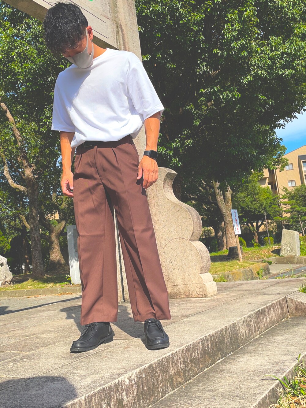 「秋のコーデ、きれいめカジュアル、ワイドパンツ、キレイめ、秋、ファッションの力を信じよう、ブラウン、革靴、ユニクロ、ZARA、プチプラコーデ、プチプラ」｜「UNIQLOのアイテム（パンツ、ブラウン系）」を使った、bashaaaaan［相互フォロー］ さん（メンズ・171cm）の秋コーディネートの1枚目の写真