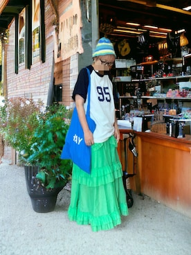 水色フリルスカートに白ペチコート付、キャミソールブラウスのセットです❣ フリルスカートビキニ(ホワイト) 春夏 水着 セパレート フレア