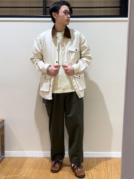 「PENNEYS（ぺニーズ）のPENNEYS　FOX Youth カノコ ロングスリーブ TOPS（Tシャツ/カットソー、ホワイト系）」を使った、UR_shoya さん（メンズ・173cm）の春コーディネート