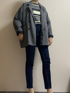 「OPAQUE.CLIP（オペークドットクリップ）のアイテム（デニムパンツ、ブルー系）」を使った、suzuさん（レディース・167cm）の秋コーディネート