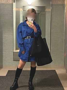 「EVRIS（エヴリス）のアイテム（シャツワンピース）」を使った、にこさん（レディース・150cm）の春コーディネート