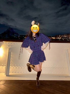 「アイテム（テーラードジャケット、パープル系）」を使った、はるさん（レディース・163cm）の秋コーディネート