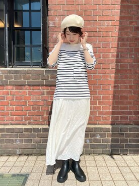 「マリン」｜「アイテム（ハンチング/ベレー帽）」を使った、zumiさん（レディース・160cm）の秋コーディネート
