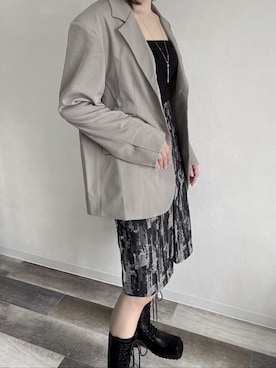 「アイテム（デニムスカート、グレー系）」を使った、MIHℹ︎さん（レディース・162cm）の秋コーディネート