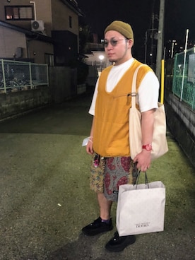 「MANASTASH（マナスタッシュ）のアイテム（ベスト）」を使った、ウェザーさん（メンズ・166cm）の夏コーディネート