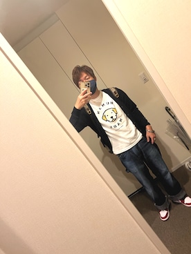 「HUMAN MADE（ヒューマンメード）のアイテム（Tシャツ/カットソー、ホワイト系）」を使った、BISKOさん（メンズ・170cm）の春コーディネート