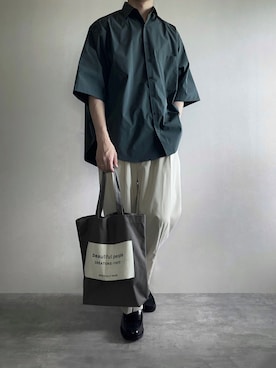 「beautiful people（ビューティフルピープル）のbeautiful people big name tote 7225611914（トートバッグ、グレー系）」を使った、rakuwear2002さん（メンズ・172cm）の夏コーディネート
