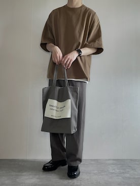 「remer（リメール）のloose basic Tee / ルーズベーシックT（Tシャツ/カットソー、イエロー系）」を使った、rakuwear2002さん（メンズ・172cm）の春コーディネート
