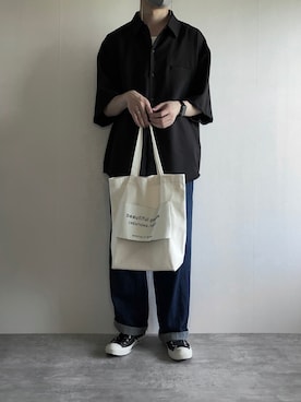 「beautiful people（ビューティフルピープル）のbeautiful people big name tote 7225611914（トートバッグ、ホワイト系）」を使った、rakuwear2002さん（メンズ・172cm）の夏コーディネート