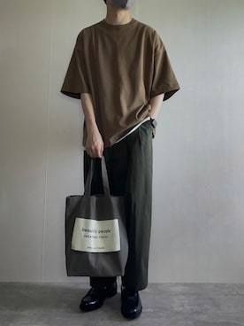 「beautiful people（ビューティフルピープル）のbeautiful people big name tote 7225611914（トートバッグ、グレー系）」を使った、rakuwear2002さん（メンズ・172cm）の春コーディネート