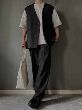 「beautiful people（ビューティフルピープル）のbeautiful people big name tote 7225611914（トートバッグ、ホワイト系）」を使った、rakuwear2002さん（メンズ・172cm）の春コーディネート