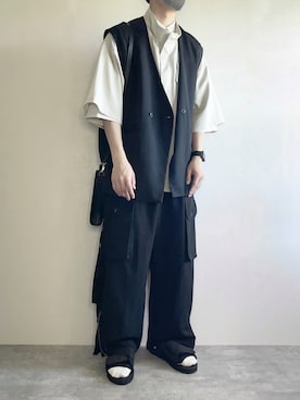 「デニムっていいよね」｜「アイテム（スラックス）」を使った、rakuwear2002さん（メンズ・172cm）の夏コーディネート