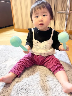 「ZOZOKIDSDAY」｜「アイテム（ベスト）」を使った、・.＊Hazyu＊.・さん（キッズ・70cm）の春コーディネート