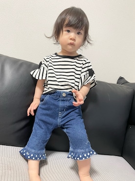 「Moujonjon（ムージョンジョン）のアイテム（パンツ）」を使った、・.＊Hazyu＊.・さん（キッズ・70cm）の夏コーディネート