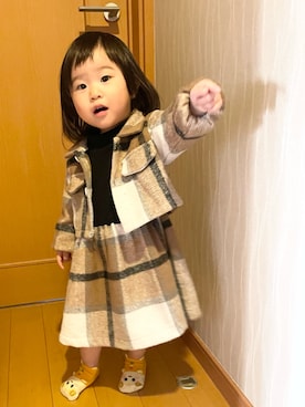 「海外通販のアイテム（トップス、ブラウン系）」を使った、・.＊Hazyu＊.・さん（キッズ・80cm）の冬コーディネート