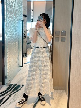 「oversize」｜「アイテム（ワンピース/ドレス）」を使った、𝕐𝕚𝕝𝕕𝕚𝕫さん（レディース・159cm）の春コーディネート