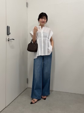 「デザイントップス」｜asaminさん（レディース・158cm）の夏コーディネート