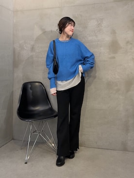 「COLLAGE GALLARDAGALANTE（コラージュガリャルダガランテ）のヤクライクニット/WEB限定カラー展開（ニット/セーター）」を使った、asaminさん（レディース・158cm）の秋コーディネート