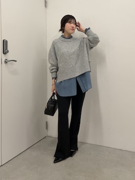 「COLLAGE GALLARDAGALANTE（コラージュガリャルダガランテ）のヤクライクニット/WEB限定カラー展開（ニット/セーター）」を使った、asaminさん（レディース・158cm）の秋コーディネート