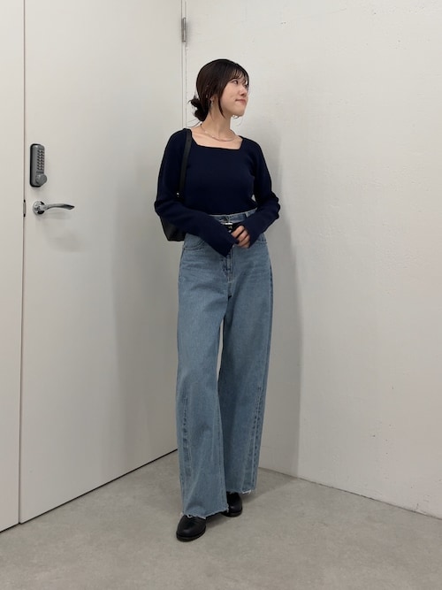 セール】深スクエアリブニット/WEB限定カラー展開（ニット/セーター