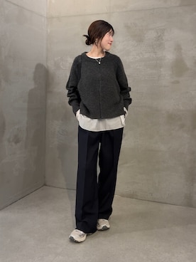 「COLLAGE GALLARDAGALANTE（コラージュガリャルダガランテ）のヤクライクニット/WEB限定カラー展開（ニット/セーター）」を使った、asaminさん（レディース・158cm）の秋コーディネート