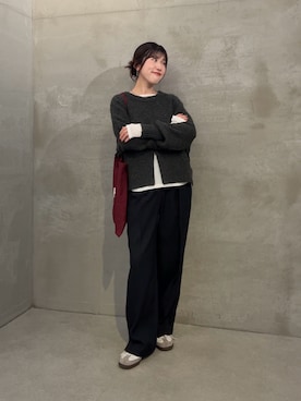 「COLLAGE GALLARDAGALANTE（コラージュガリャルダガランテ）のヤクライクニット/WEB限定カラー展開（ニット/セーター）」を使った、asaminさん（レディース・158cm）の冬コーディネート