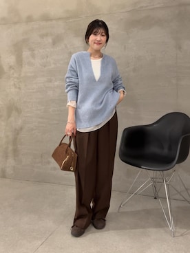 「アイテム（スラックス）」を使った、asaminさん（レディース・158cm）の秋コーディネート