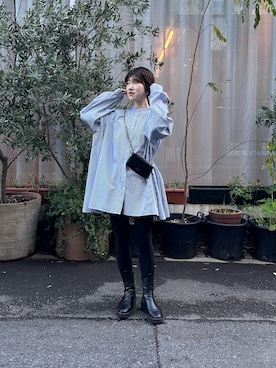 「シャツワンピ」｜asaminさん（レディース・158cm）の冬コーディネート