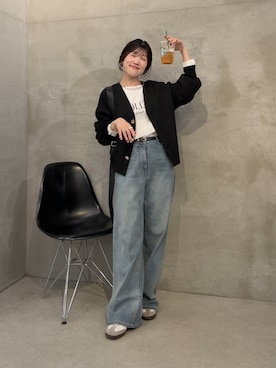 「アイテム（カーディガン/ボレロ）」を使った、asaminさん（レディース・158cm・30代）の秋コーディネート