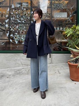 「アイテム（ピーコート）」を使った、asaminさん（レディース・158cm・30代）の秋コーディネート