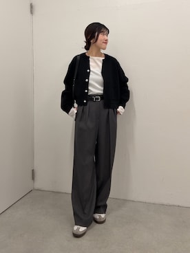 「アイテム（スラックス）」を使った、asaminさん（レディース・158cm・30代）の冬コーディネート