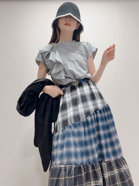 「アイテム（ベルト、ベージュ系）」を使った、-𝐂𝐭𝐞・𝐌𝐞-さん（レディース・160cm）の秋コーディネート