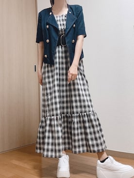「イチ推しジャケットスタイル」｜「アイテム（ノーカラージャケット）」を使った、-𝐂𝐭𝐞・𝐌𝐞-さん（レディース・160cm）の秋コーディネート