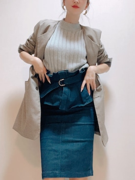 「タイトシルエット」｜「アイテム（ジャケット/アウター）」を使った、-𝐂𝐭𝐞・𝐌𝐞-さん（レディース・160cm）の秋コーディネート