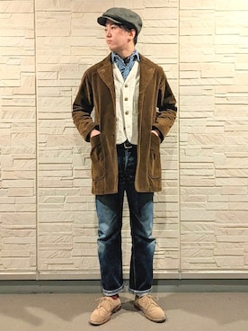 「古着好きな人と繋がりたい」｜「アイテム（キャスケット）」を使った、Wataruさん（メンズ・174cm）の春コーディネート