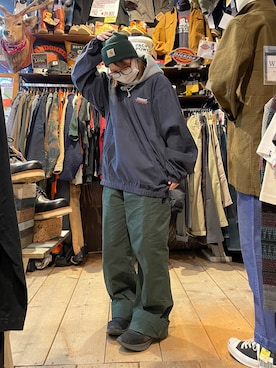 「メンズライクコーデ」｜「アイテム（ニットキャップ/ビーニー）」を使った、るさん（レディース・154cm）の冬コーディネート