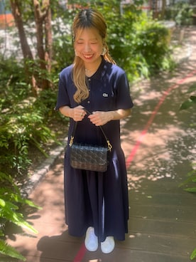 「スニーカーコーデ」｜「アイテム（シャツワンピース）」を使った、oyamadaさん（レディース・155cm）の夏コーディネート